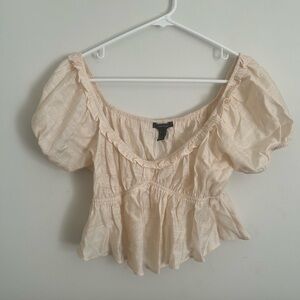 Linen Blend Puff Sleeve Top